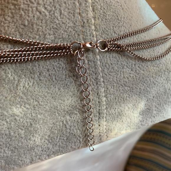 Silver Tone & Green Stone Layered Four Strand Necklace and Matching Earrings - Picture 9 of 11